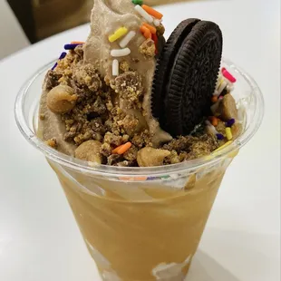 Peanut butter cup chocolate ice cream. (Non-dairy)