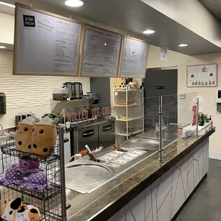 the counter area of a restaurant