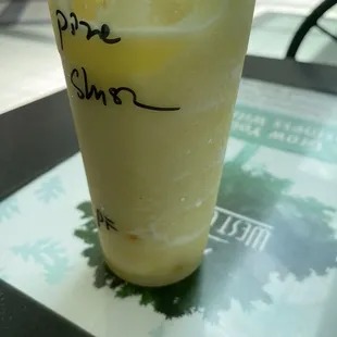 Pineapple Slushy with passion fruit pearls