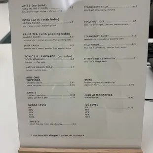 menu