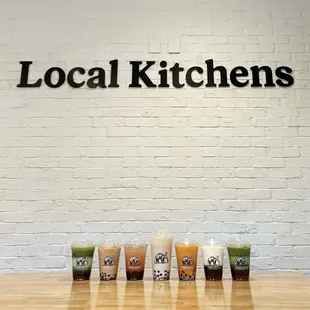 Hong Kong Milk Tea, Jasmine Green, Matcha Latte, Strawberry Fields, Strawberry Jasmine Fresca, Strawberry Matcha Latte, and Thai Tea