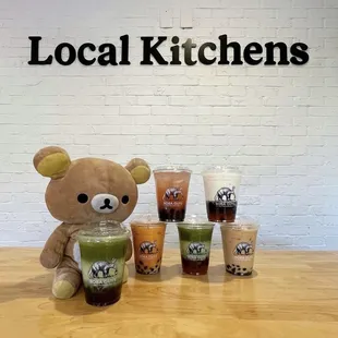 Hong Kong Milk Tea, Matcha Latte, Strawberry Fields, Strawberry Jasmine Fresca, Strawberry Matcha Latte, and Thai Tea