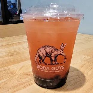 Strawberry Jasmine Fresca, 16 oz, with Boba
