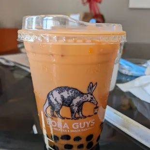 Thai tea with boba