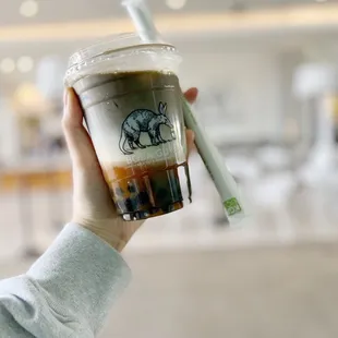 Butternut squash latte - hojicha, oat milk, butternut squash w/ boba