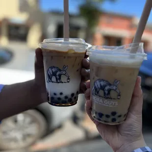 Rose black milk tea and espresso milk tea