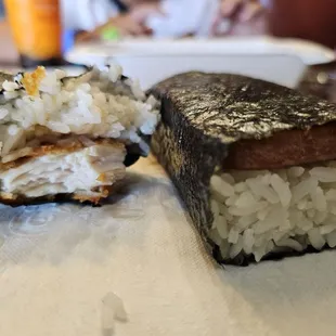 Spam and Katsu musubi.