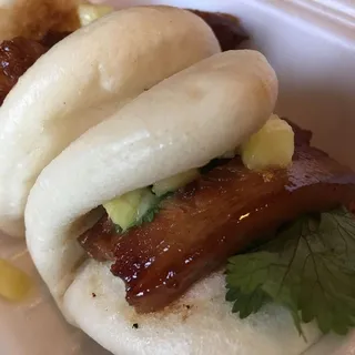 Pork Belly Bun with Cilantro and Pineapple