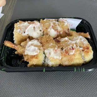 white dragon roll (deep fried for add. $2) it was a little overwhelming