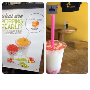Yummy Iced Lemonade with Strawberry Popping pearls