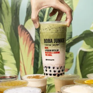 Line up of delicious drinks from Boba Junkie
