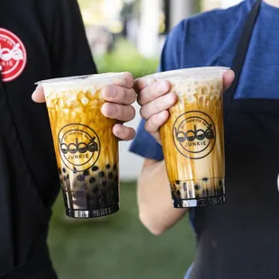 Cheers to Boba Junkie with Brown Sugar Boba Milk and House Milk Tea