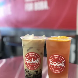 Classic Milk Tea w/ Coffee Jelly and Guava Jasmine Green Tea!