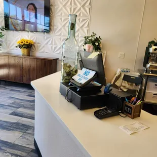 the front desk of a business