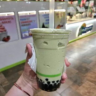 22oz. Avocado Smoothie with Boba. About $9.15 with tax.