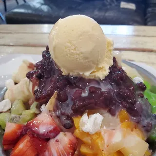Red Bean and Fruit Shaved Ice
