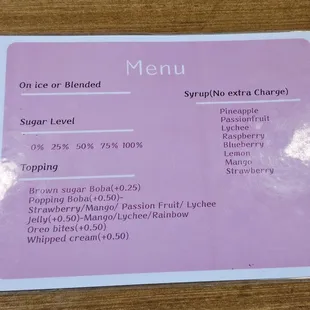 menu