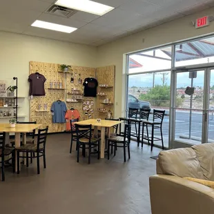 the inside of a boba lounge and market