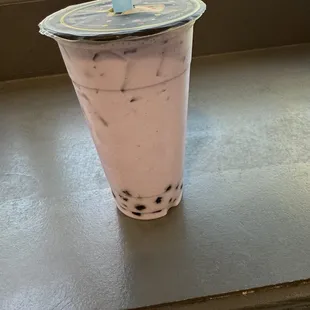 Taro milk tea with brown sugar boba