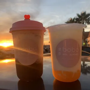 two drinks on a table