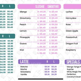 menu