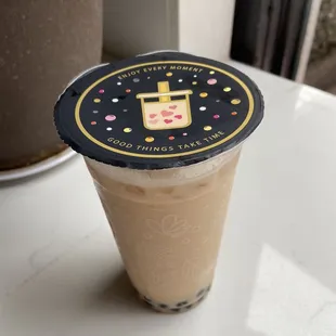 Jasmine milk tea with boba