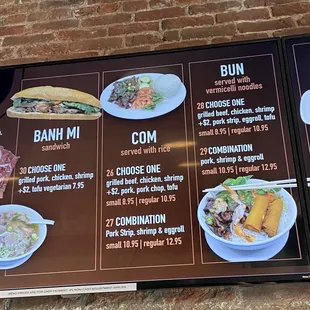 Menu as of August 2021/ banh mi / rice plate/ vermicelli noodle