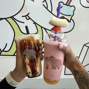 Brown Sugar Milk Tea Strawberry Banana Smoothie