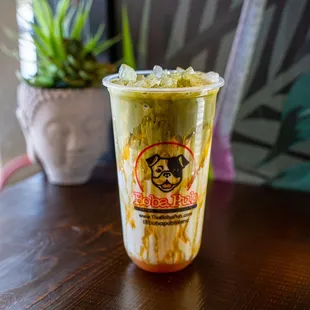 Ice Caramel Matcha Latte