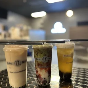 three different drinks