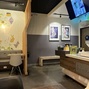 dining area, pick up area, bathroom