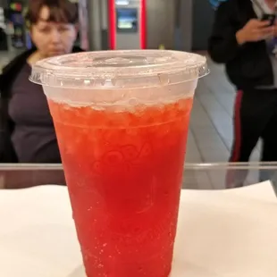 Strawberry Italian Soda with red bull