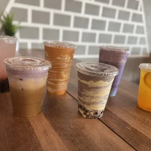 Our Boba drink order! Too many to describe!