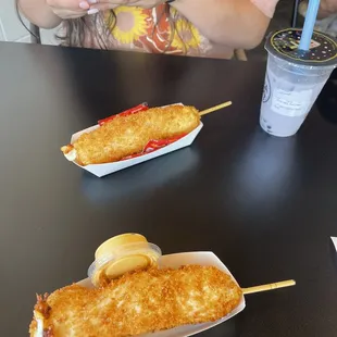 Korean corndogs with boba
