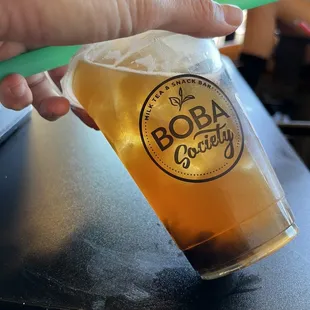 Watered down wintermelon fruit tea w/ 10-15 boba.