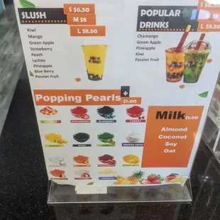 The menu on the counter