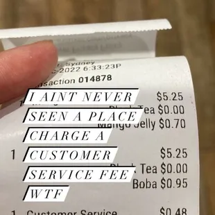 The &quot;customer service charge&quot;