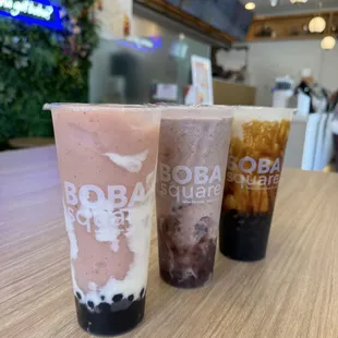 White peach cloud (seasonal), red bean twist, black sugar milk