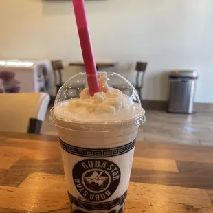 Coconut Smoothie with Boba. Delicious!!