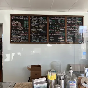 menus on the wall of a restaurant