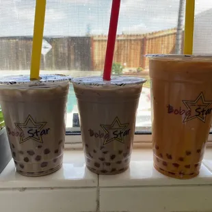 Milk tea and Thai tea with crystal boba