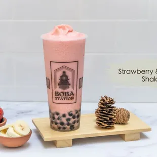 a strawberry and banana smoothie