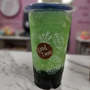 Honeydew slushy w/boba