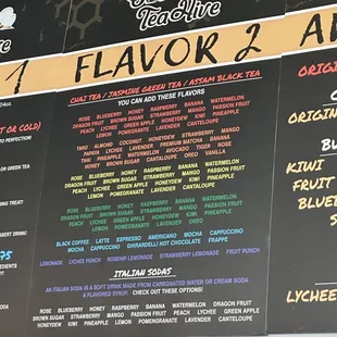 the menu for the restaurant