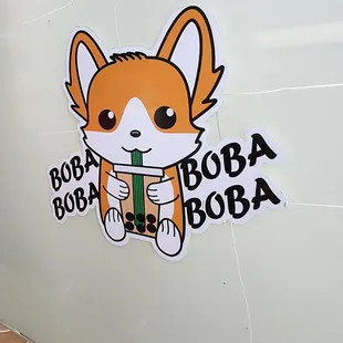 a sticker of boba boba
