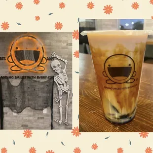 Brown sugar milk tea with herbal jelly