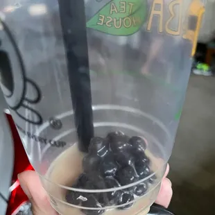 big clump of hard boba in my milk tea