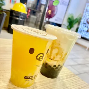 Passion yo-yo and brown sugar fresh milk
