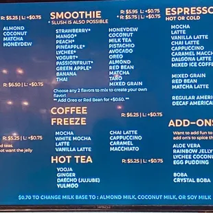 menu