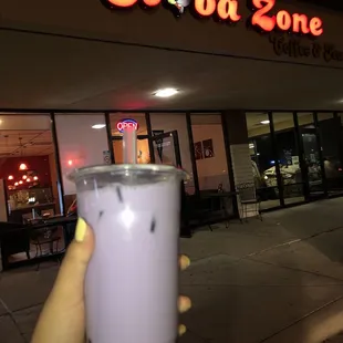 Taro milk tea with boba